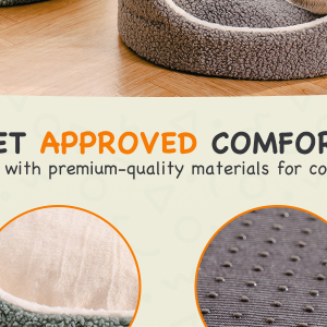 Mewoo Washable Pet Bed For Small Dogs & Cats - 23x23x7 Inch Orthopedic Dog Bed With Non-Slip Bottom, Plush Round Bed For Puppies & Indoor Kittens, Grey - Image 3