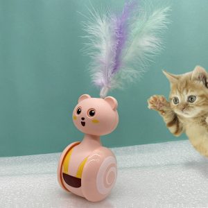 Cat Interactive Feather Toys Pet Bumbler Funny Toy Interactive Cats Toys Cat Rolling Teaser Feather Wand Toys Rotating Ball - Image 5