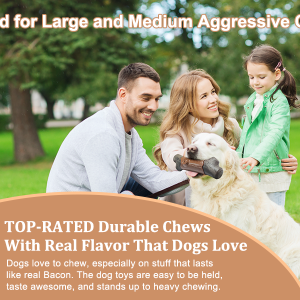 Tough Dog Toys For Aggressive Chewers Large Breed Indestructible Dog Toys Durable Dog Chew Toys For Large Dogs Bacon Flavor Dog Chew Toys For Aggressive Chewers Durable Large Dog Toys For Big Dogs - Image 4